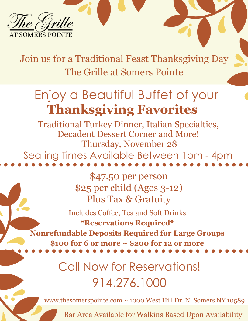 Thanksgiving Buffet Event Details- - The Somers Pointe & The Grille at Somers Pointe